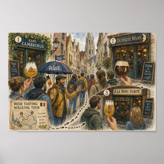 Affiche de la promenade de la bière belge à traver (Devant)