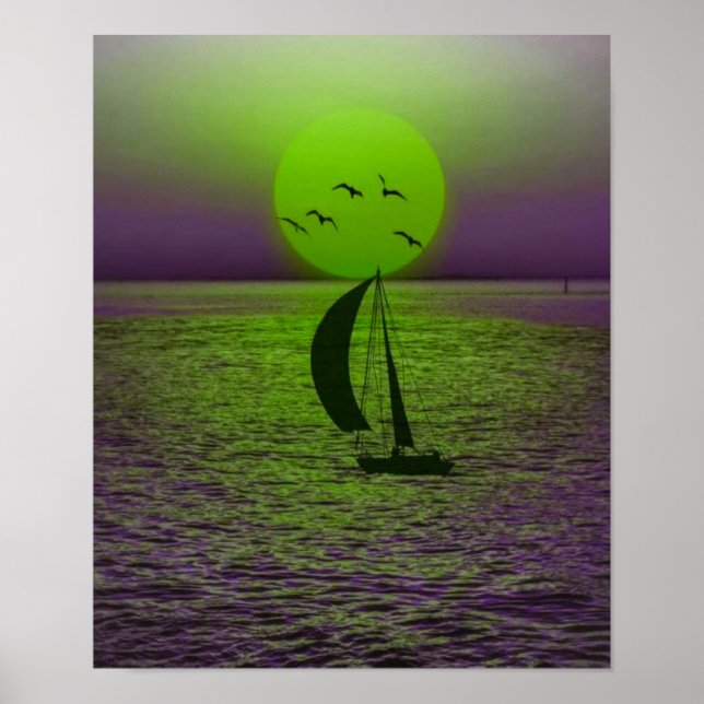 Affiche de la puesta de sol con el mar (Devant)