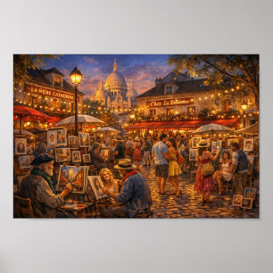 Affiche de la rêverie du soir à Paris Montmartre