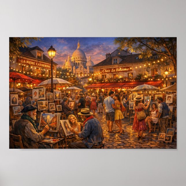 Affiche de la rêverie du soir à Paris Montmartre (Devant)