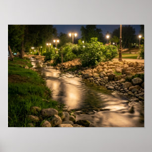Affiche de la rivière du parc de nuit paisible - N
