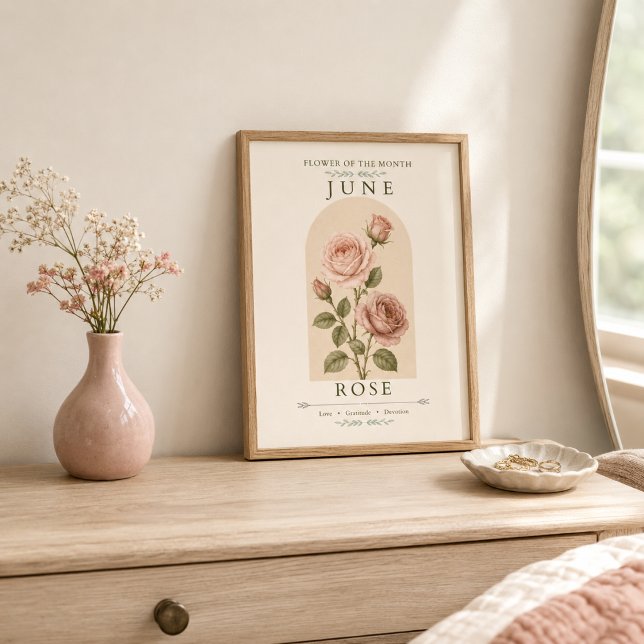 Affiche de la rose, fleur de naissance de juin (Créateur téléchargé)