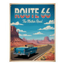 Affiche de la Route 66, décoration murale vintage