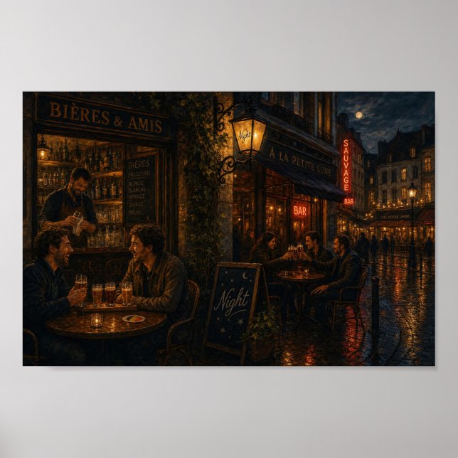 Affiche de la rue du bar Paris sous la lune (Devant)