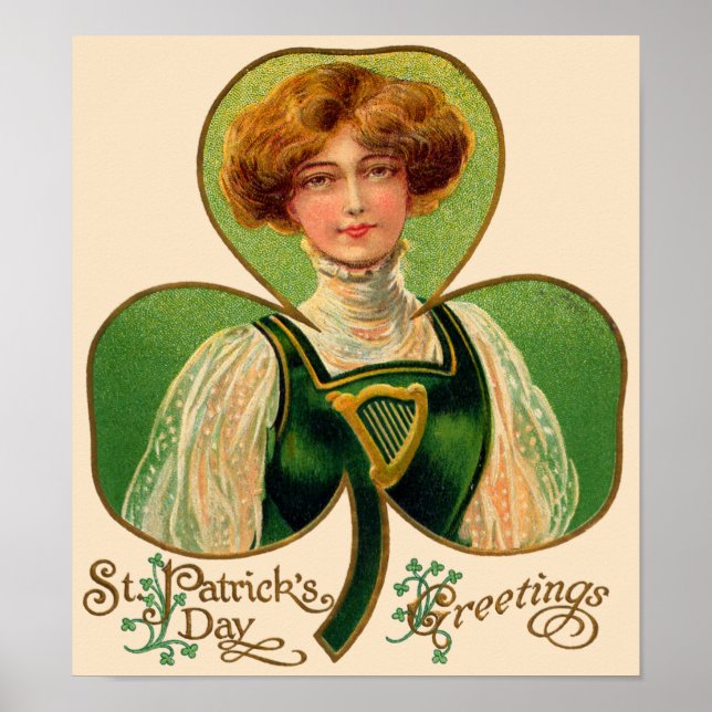 Affiche de la Saint-Patrick de jeune Irlandaise (Devant)