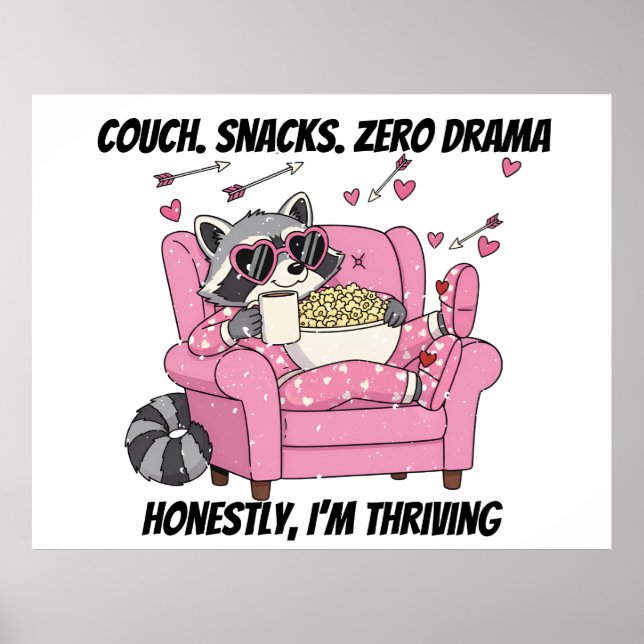 Affiche de la Saint-Valentin Cozy Raccoon - Snack  (Devant)