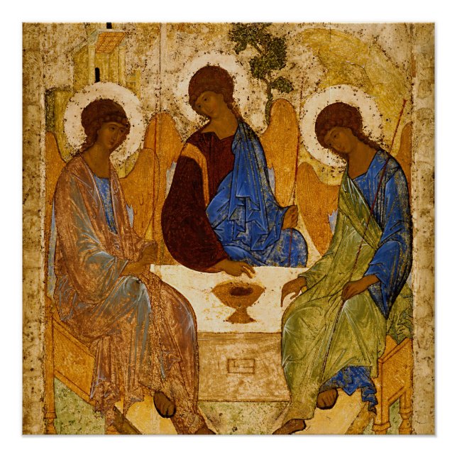 Affiche de la Sainte Trinité Rublev Icône d'art or (Devant)