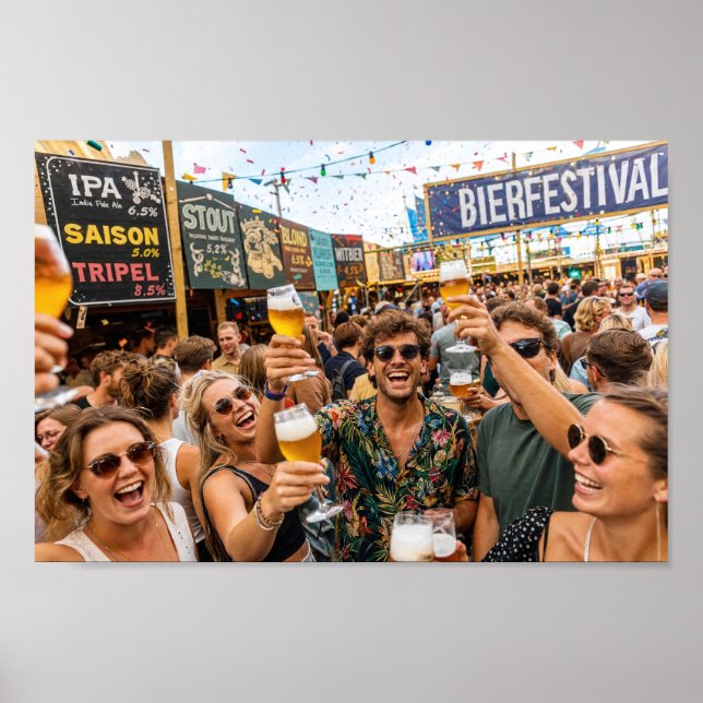 Affiche de la Scène de Joie du Festival de Bière B (Devant)
