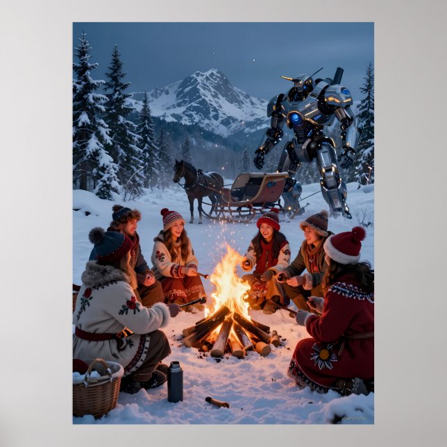 Affiche de la scène de traîneau au camp d'hiver de (Devant)