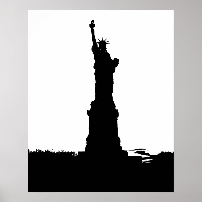 Affiche de la silhouette de la statue de la Libert (Devant)