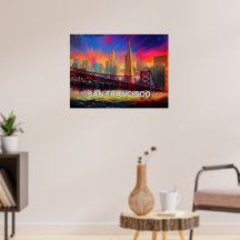 Affiche de la skyline abstraite colorée de San Fra