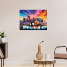 Affiche de la skyline abstraite colorée de Sydney