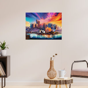 Affiche de la skyline abstraite colorée de Sydney