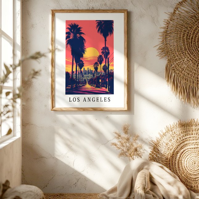 Affiche de la skyline de Los Angeles au coucher du (Créateur téléchargé)