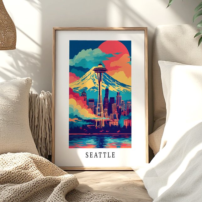 Affiche de la skyline de Seattle Space Needle (Créateur téléchargé)