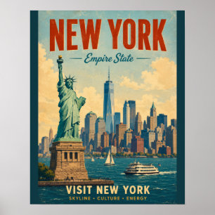 Affiche de la skyline vintage de New York avec la
