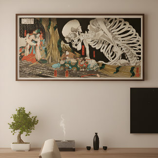 Affiche de la sorcière Takiyasha et du squelette d