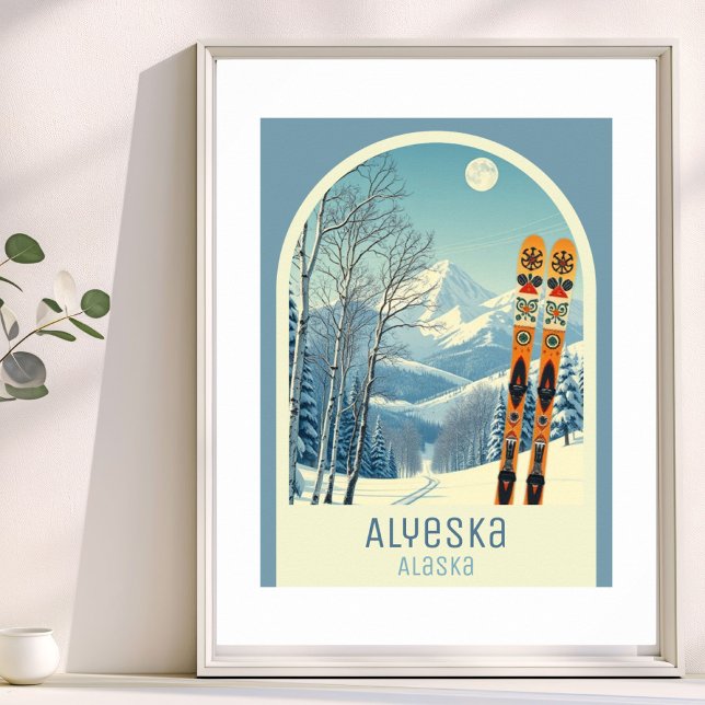 Affiche de la station de ski Alyeska Alaska (Créateur téléchargé)