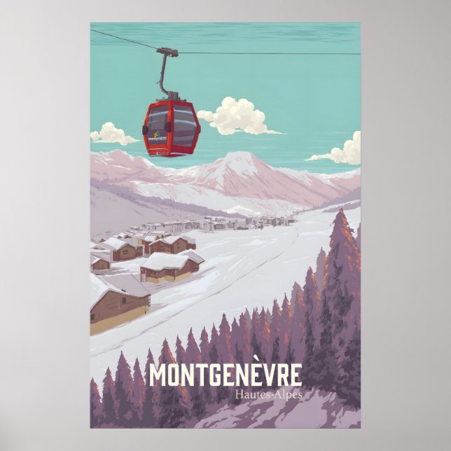 Affiche de la station de ski de Montgenèvre France (Devant)