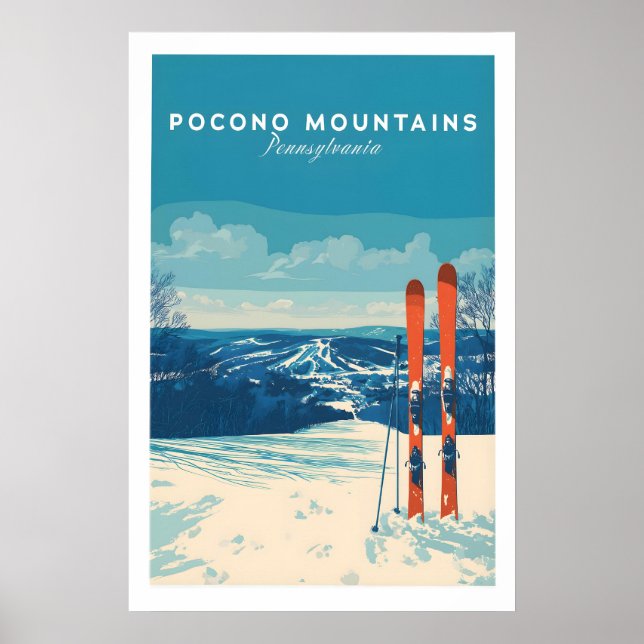 Affiche de la station de ski des monts Pocono en P (Devant)