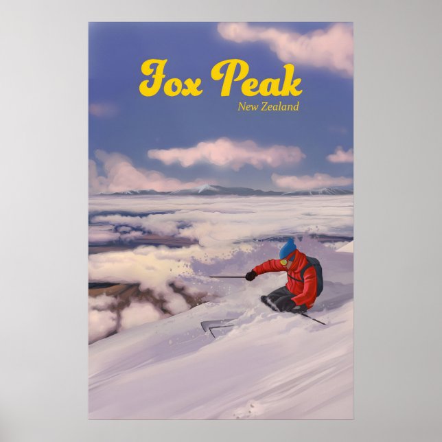 Affiche de la station de ski Fox Peak Nouvelle-Zél (Devant)