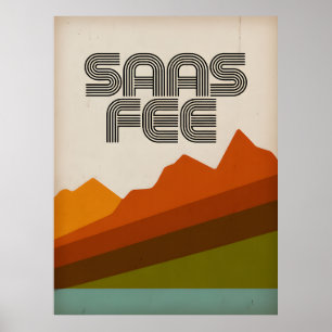 Affiche de la station de ski rétro de Saas Fee – M