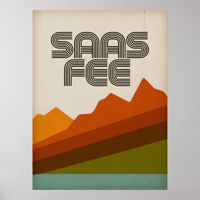 Affiche de la station de ski rétro de Saas Fee – M (Devant)