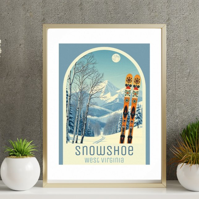 Affiche de la station de ski Snowshoe West Virgini (Créateur téléchargé)