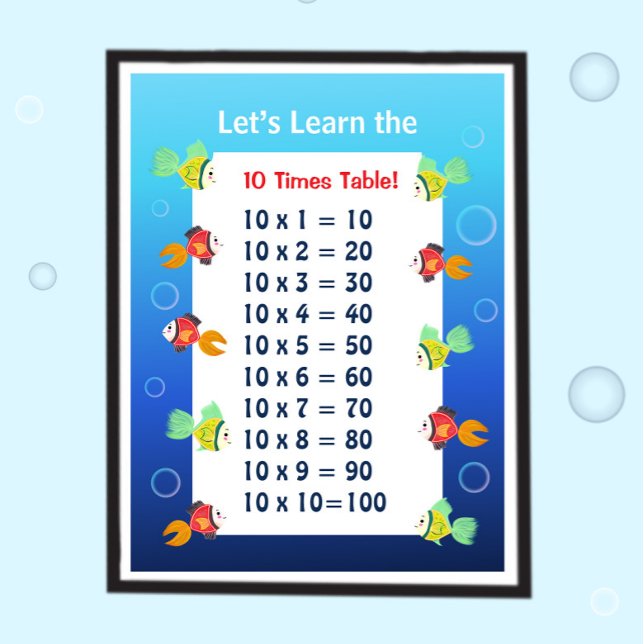Affiche de la table de 10 pour enfants | Mathémati (Créateur téléchargé)