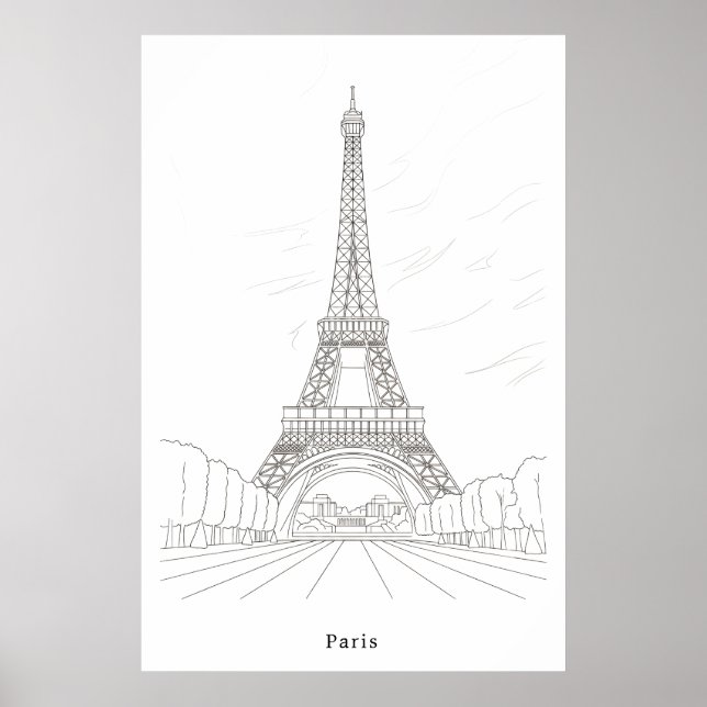 Affiche de la Tour Eiffel vintage Paris France (Devant)