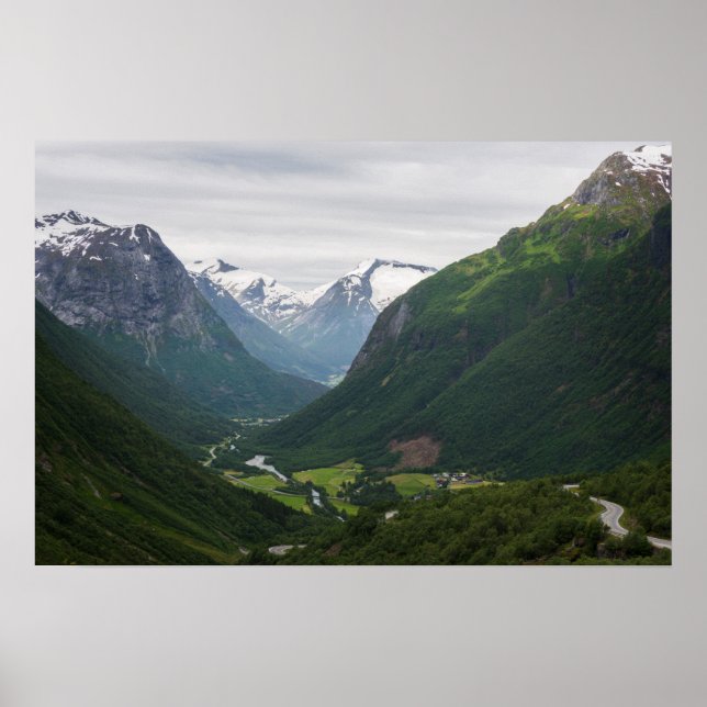 Affiche de la vallée de Hjelle en Norvège (Devant)