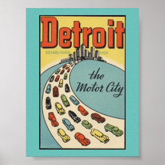 Affiche de la ville automobile de Détroit