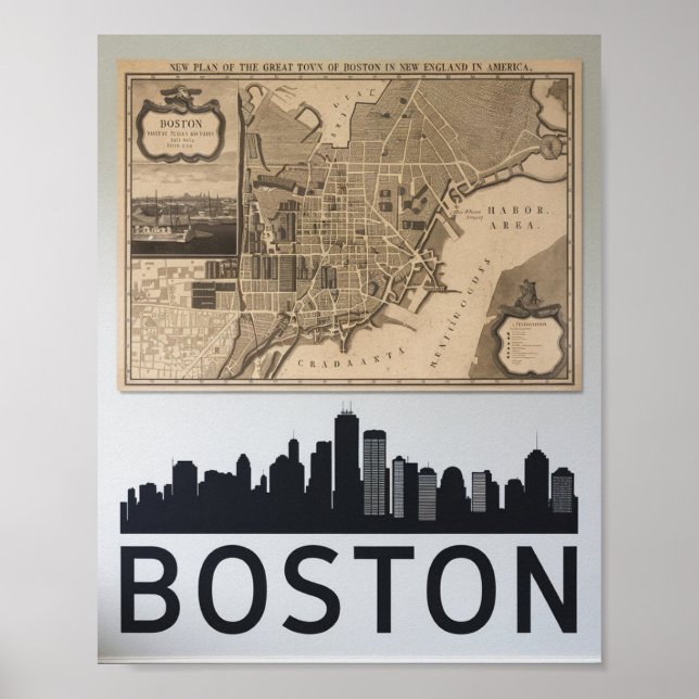 Affiche de la ville de Boston Massachusetts avec c (Devant)