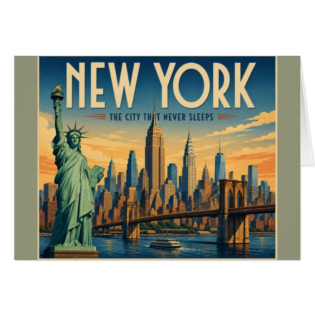 Affiche de la ville de New York - Liberté et silho (Devant horizontal)