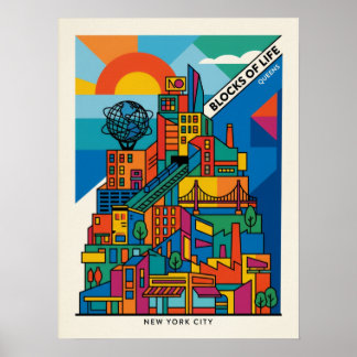 Affiche de la ville moderniste de Queens