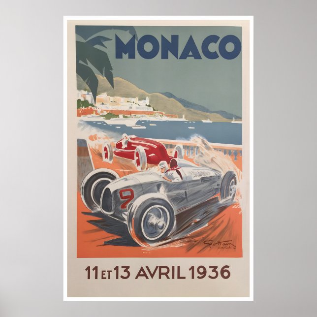 Affiche de la voiture de course du Grand Prix de M (Devant)