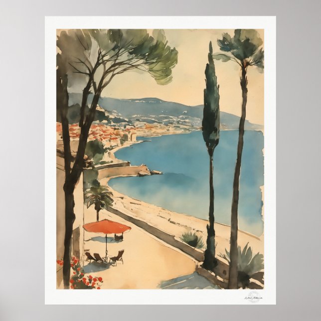Affiche de la vue de la baie du village côtier (Devant)