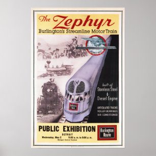 Affiche de la ZEPHYR Motor Train Vintage Railway