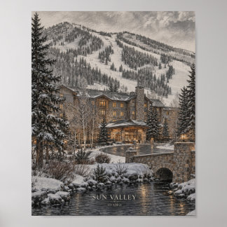 Affiche de lac de cabane de montagne #124