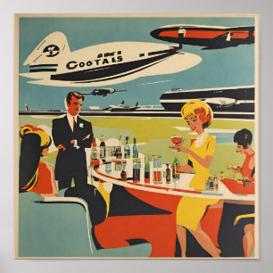 affiche de l'aéroport des années 60, cocktails