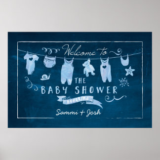 Affiche de l'Affiche de bienvenue Baby shower bleu