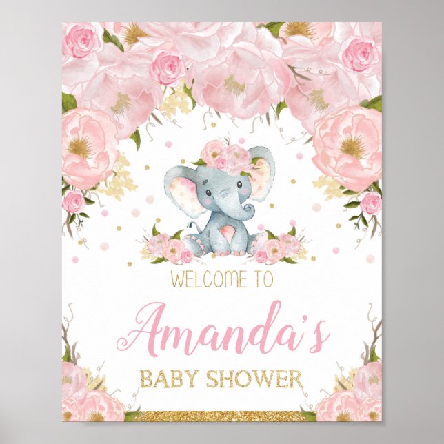 Affiche de l'Affiche de bienvenue Baby shower élép (Devant)