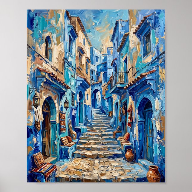 Affiche de l'allée bleue Peinture à l'huile abstra (Devant)