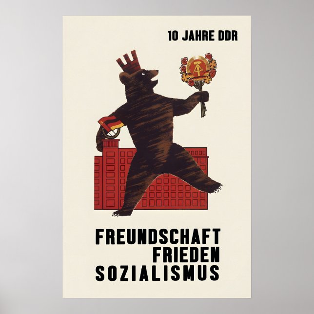 Affiche de l'Allemagne de l'Est 10 ans de Paix RDA (Devant)