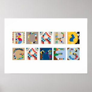 Affiche de l'alphabet du jeu de société "Board Gam