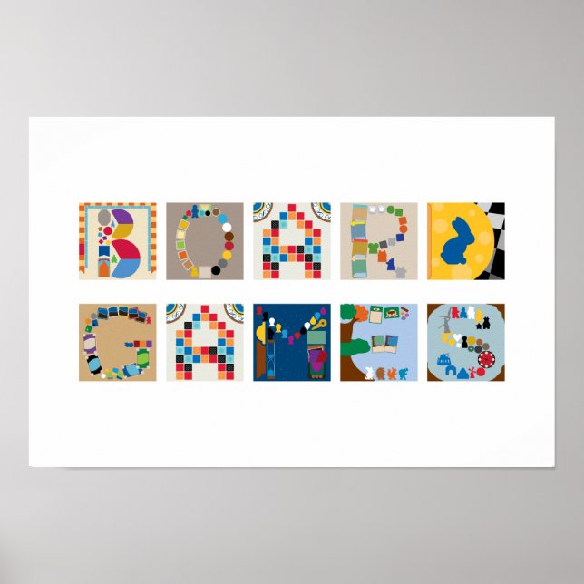 Affiche de l'alphabet du jeu de société "Board Gam (Devant)