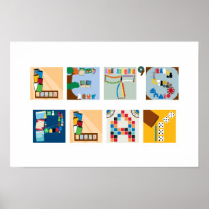 Affiche de l'alphabet du jeu de société "Let's Pla