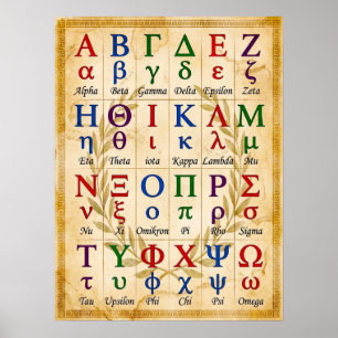 Affiche de l'alphabet grec ancien ABC 24. Vieille