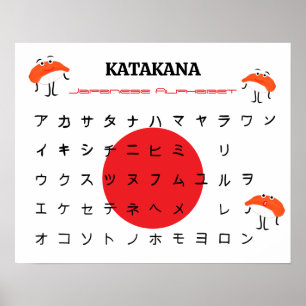 Affiche de l'alphabet Katakana japonais – Sushi mi