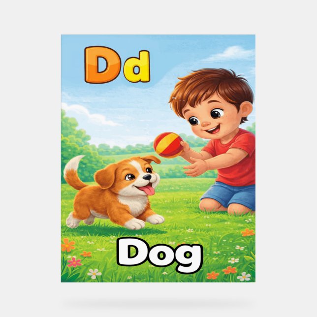 Affiche de l'alphabet lettre D - D est pour Chien (Recto)